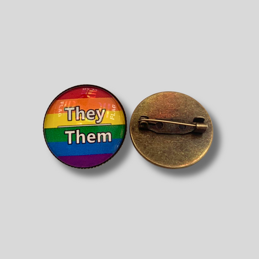 Pride Pin Pronouns rund