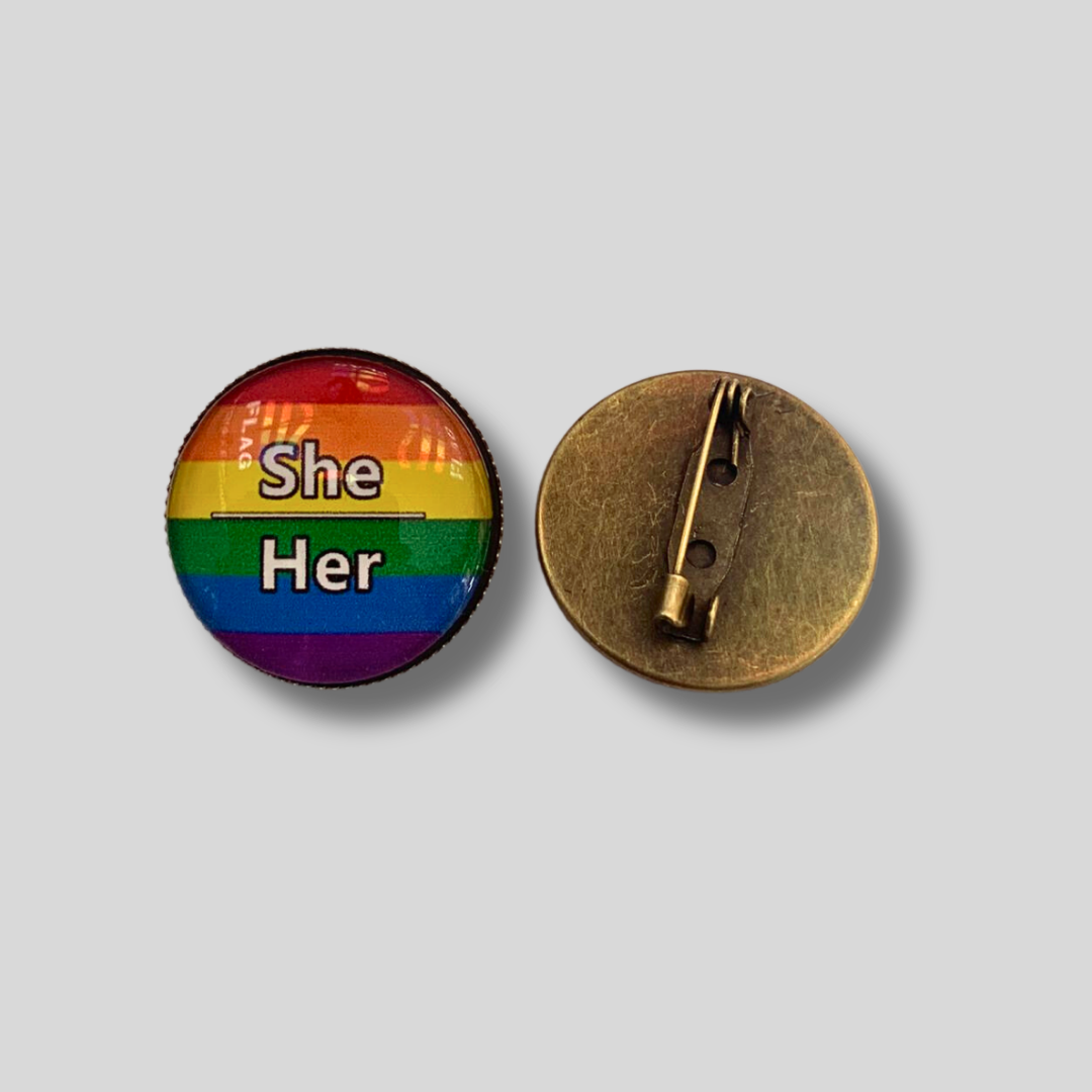 Pride Pin Pronouns rund