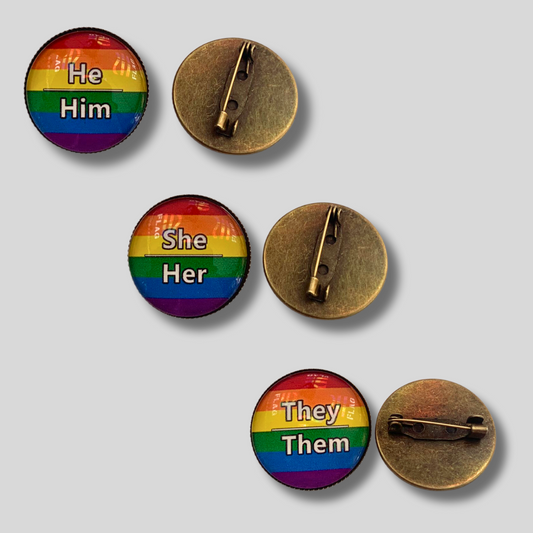 Pride Pin Pronouns rund